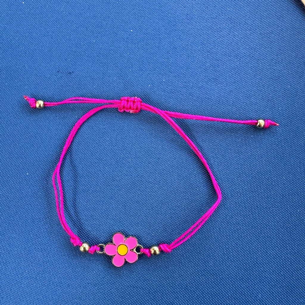 Pink Flower Bracelet Handmade